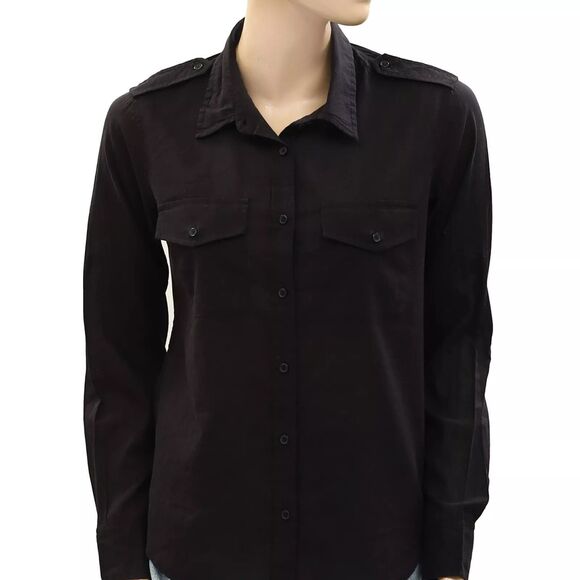 Nili Lotan Jora Tunic Shirt Top Cotton Long Sleeve Buttondown Black L NEW 283766 - Picture 7 of 9